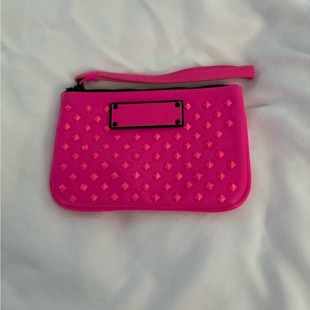 Victoria's Secret Hot Pink Studded Coin Purse Clutch